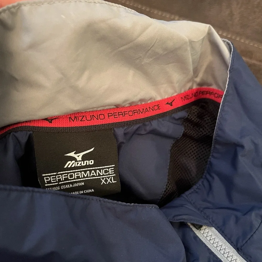 Mizuno Performance 1/4 Zip Pullover Windbreaker Men's XXL Blue Gray Baseball